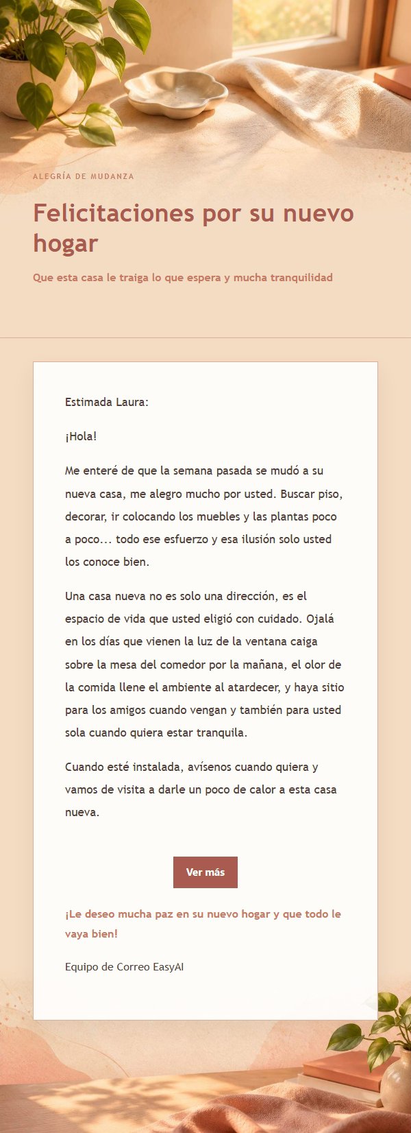 Carta de Bendición por Mudanza Coral Champagne