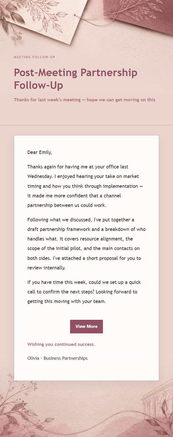 Rose Editorial Partnership Follow-Up Email