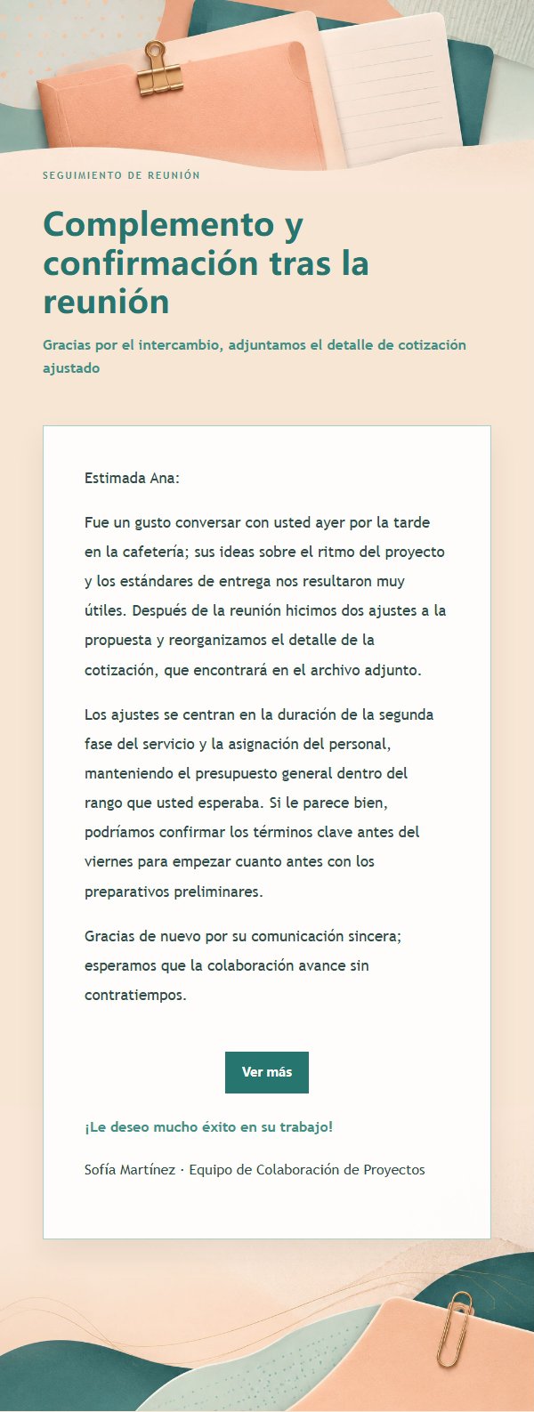 Correo de Propuesta y Cotización en Melocotón y Verde 2