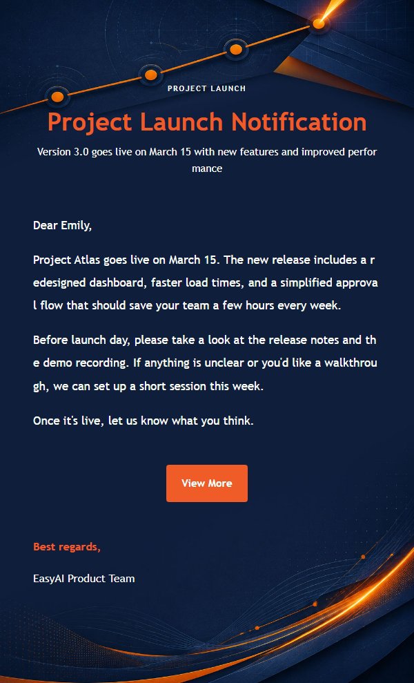 Orange Navy Project Milestone Email