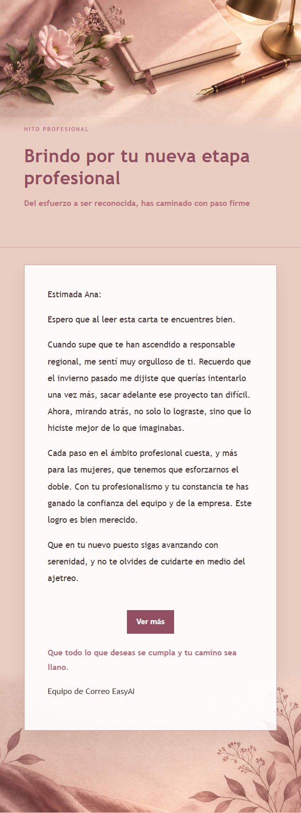 Carta de Felicitación por Ascenso Estilo Editorial Rosa 2