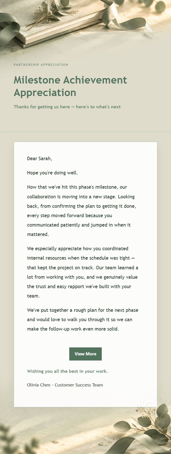 Sage & Ivory Project Completion Thank-You Email 2
