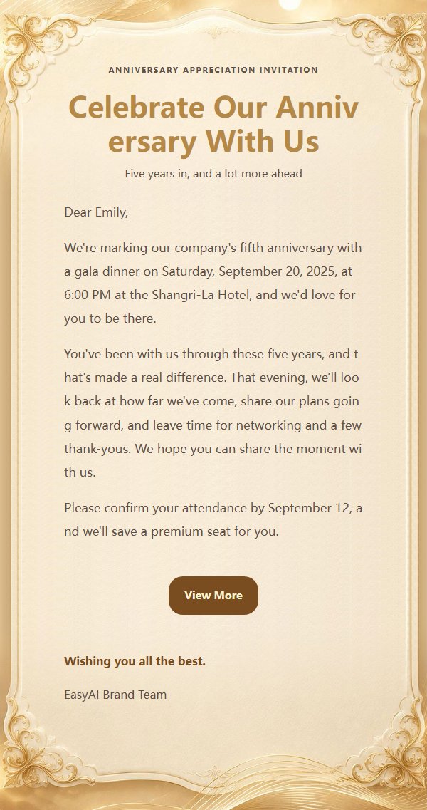 Gilded Invitation Business Event Email 2