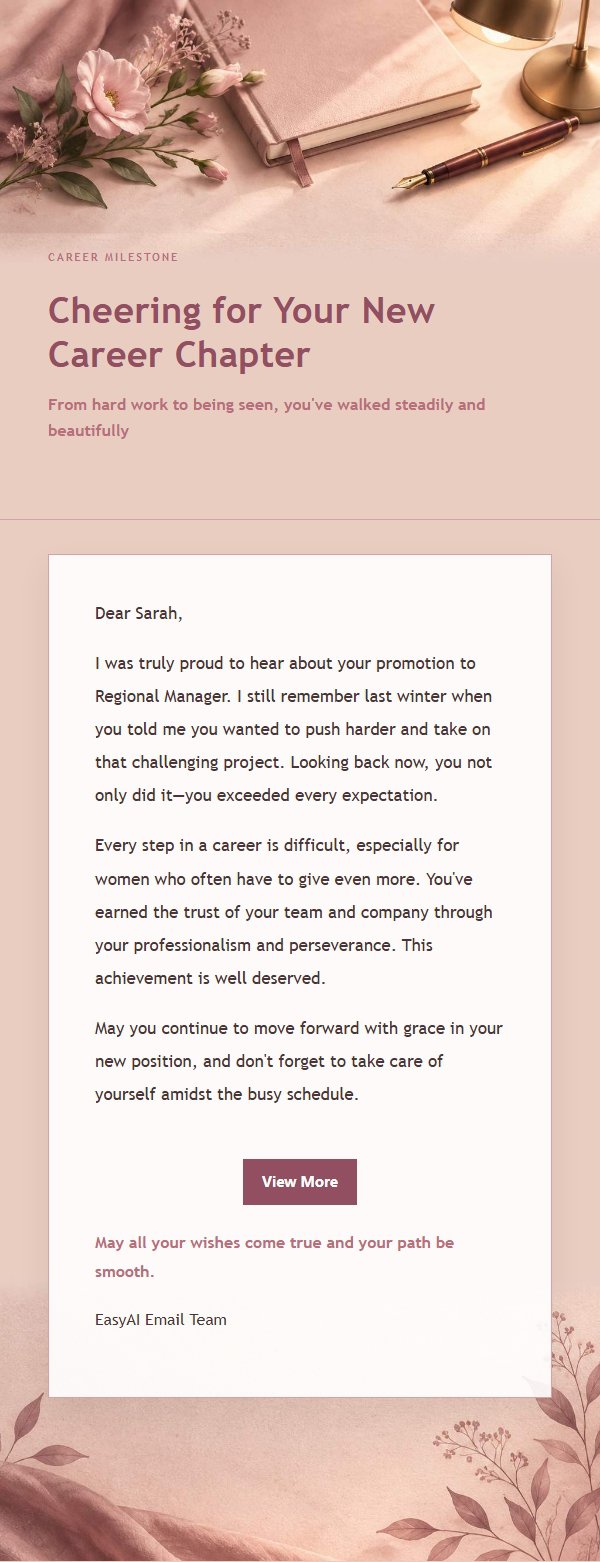 Rose Editorial Promotion Congratulation Email 2
