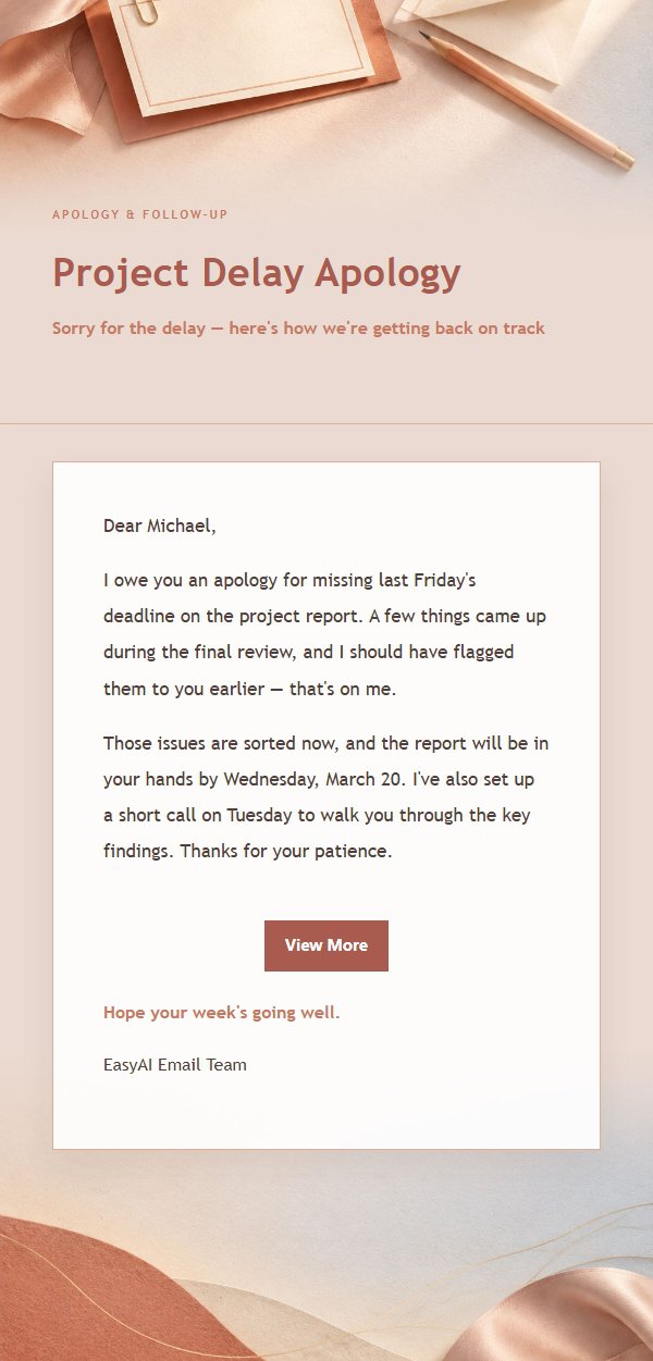 Coral Champagne Reschedule & Apology Email 2