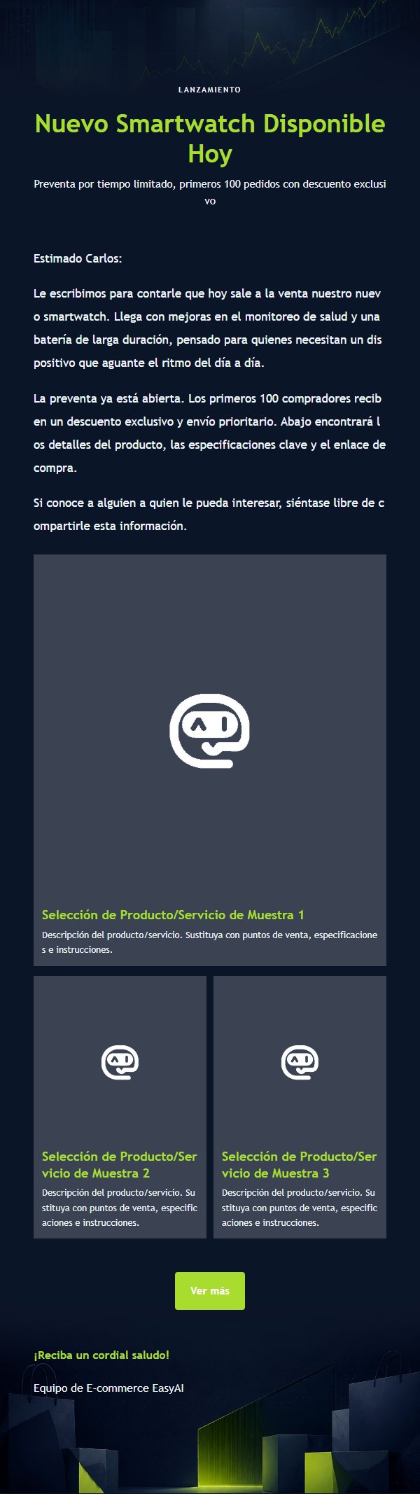 Correo de Marketing E-commerce Azul Marino y Lima