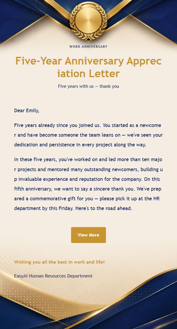 Royal Blue & Gold Team Recognition Email 2