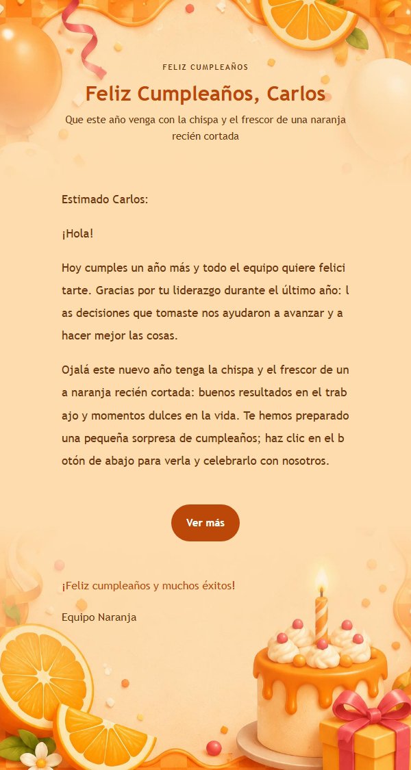 Correo de Cumpleaños Naranja Retro