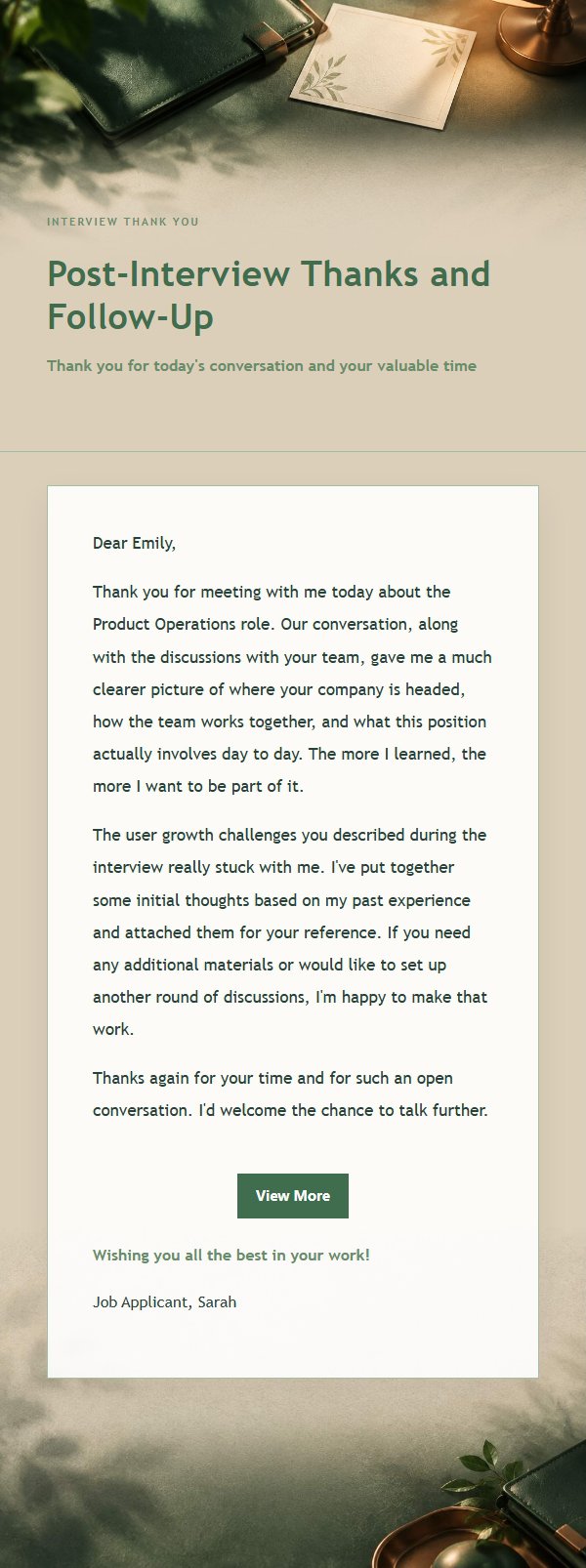 Forest Copper Post-Interview Thank-You Email