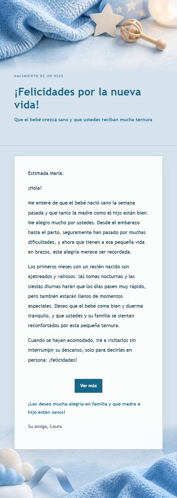 Felicitación por Nacimiento en Azul Cobalto