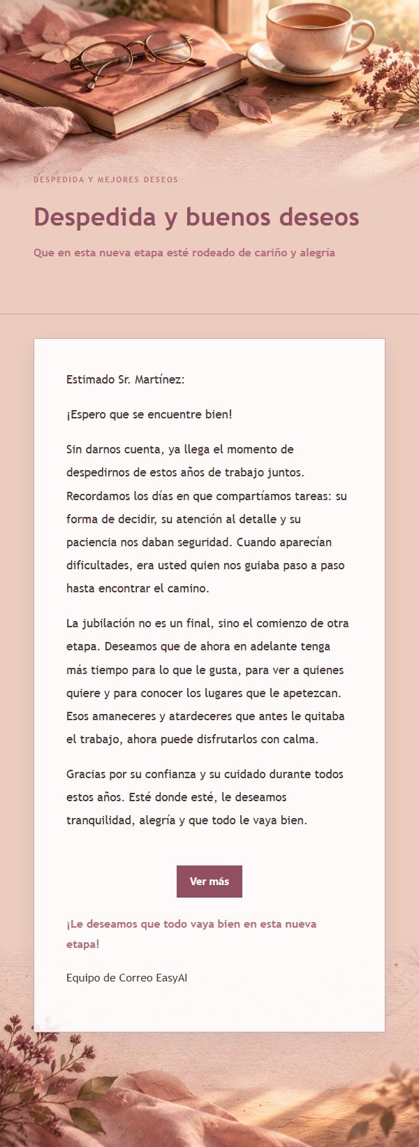 Carta de Despedida por Jubilación Estilo Rosa Editorial 2
