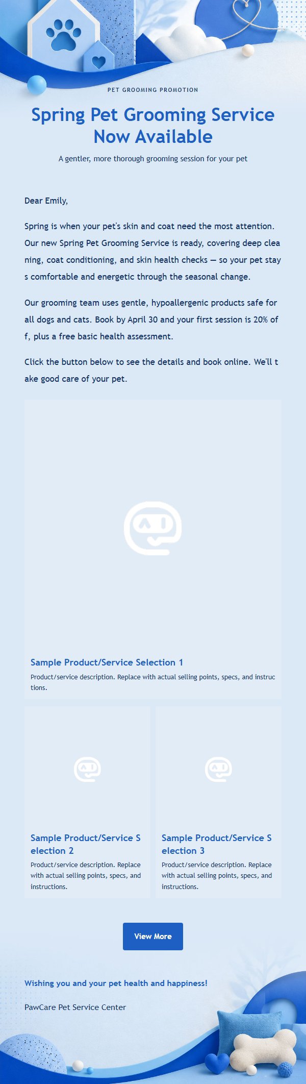 Cobalt Blue Modern Pet Marketing Email