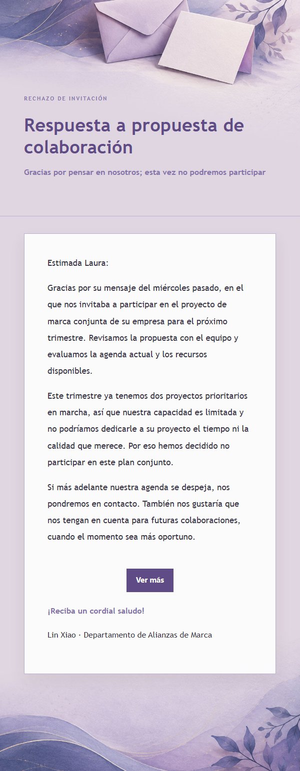 Lila y Tinta · Rechazo Cortés