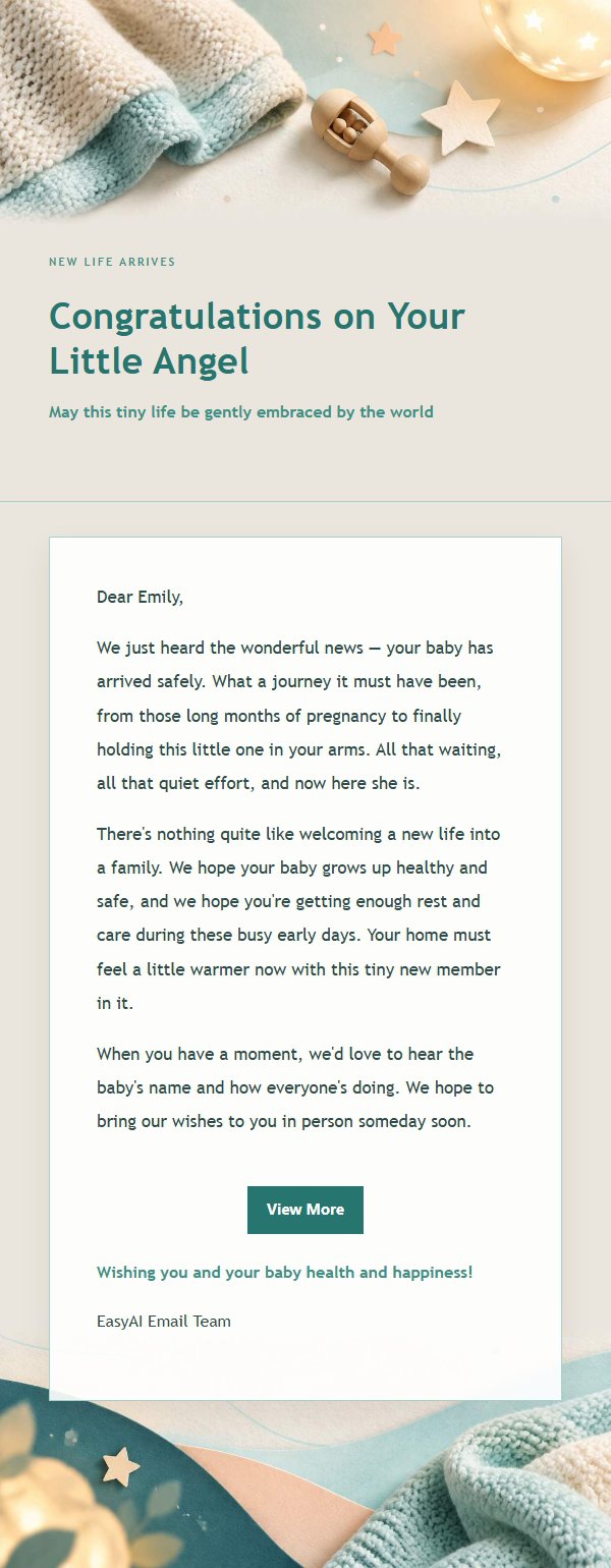 Peach & Teal Newborn Blessing Letter