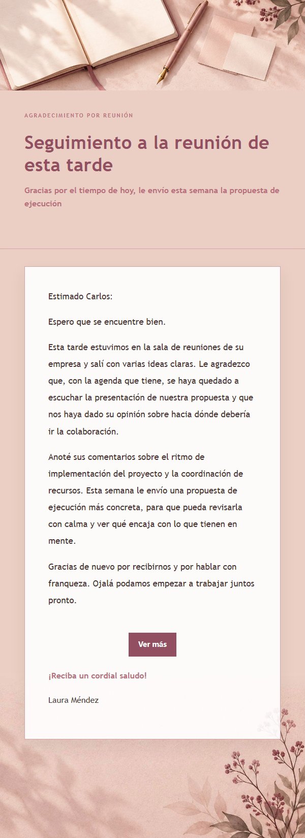 Rosa Editorial · Agradecimiento Post-Reunión
