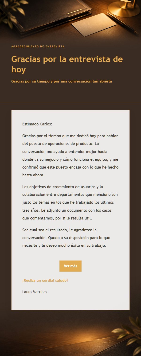 Carta de Agradecimiento Post-Entrevista Carbón y Ámbar
