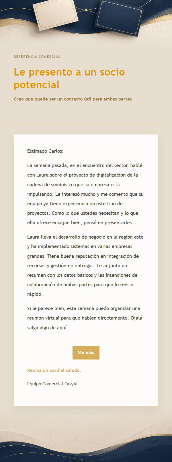 Correo de Referencia Comercial Azul y Dorado