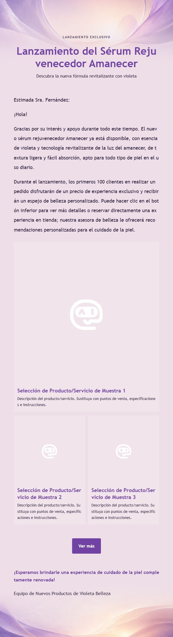 Correo de Marketing de Belleza Violeta Amanecer 2