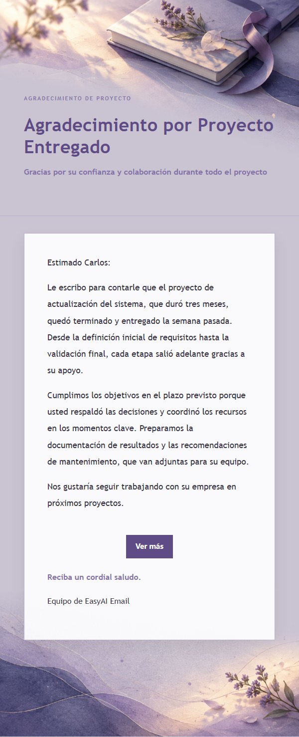 Correo de Agradecimiento Proyecto Lila Tinta
