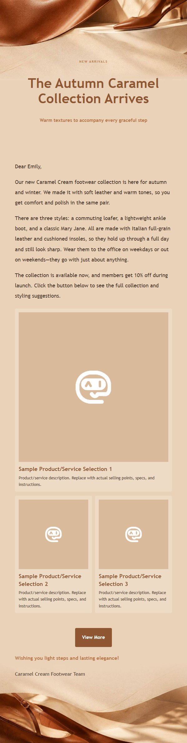 Caramel Cream Footwear Campaign Email
