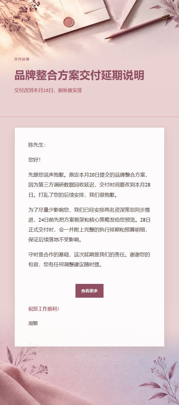 玫瑰编辑·延期致歉邮件 2
