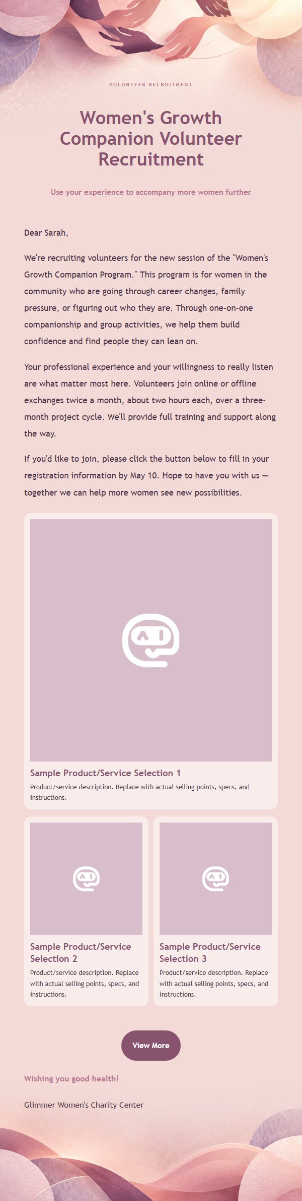 Rose Violet Women's Charity Campaign Email 2