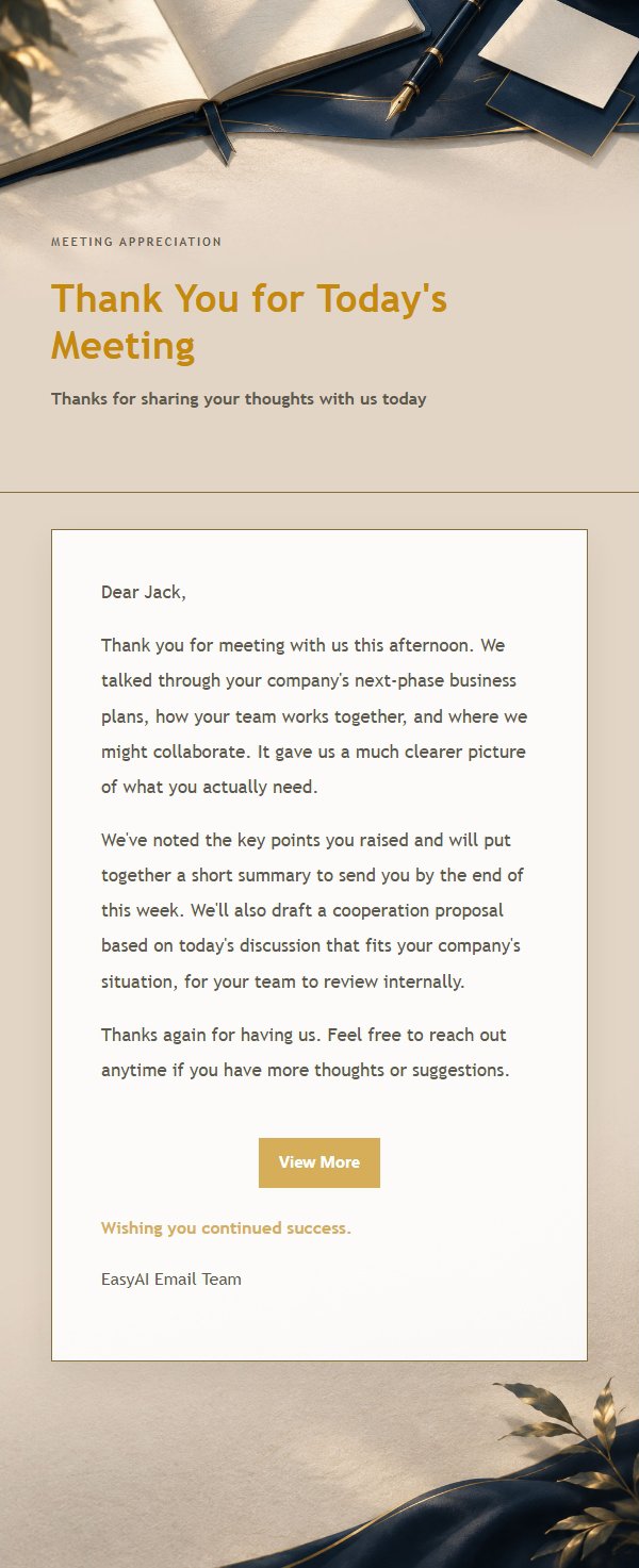 Navy & Gold Post-Meeting Thank-You Email