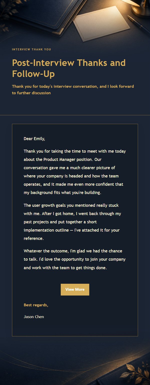 Navy & Gold Interview Thank-You Email
