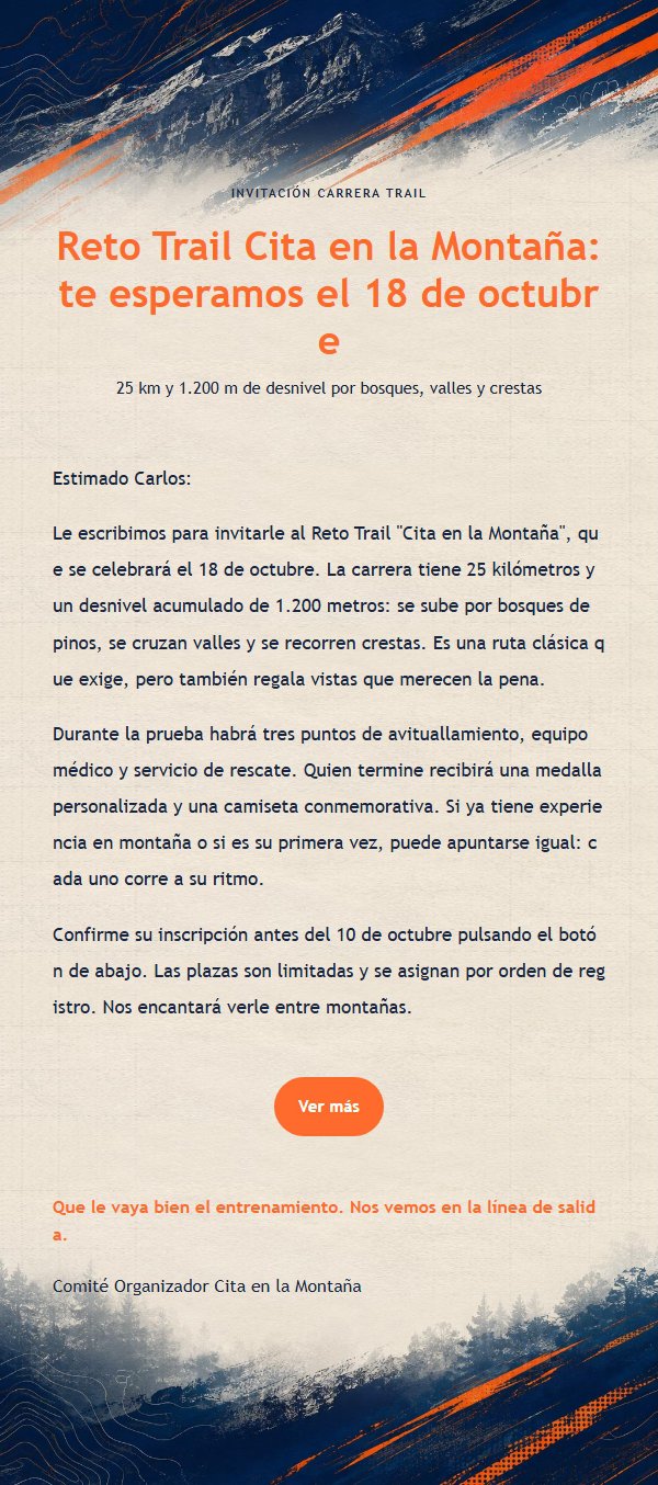 Invitación Carrera Trail Naranja