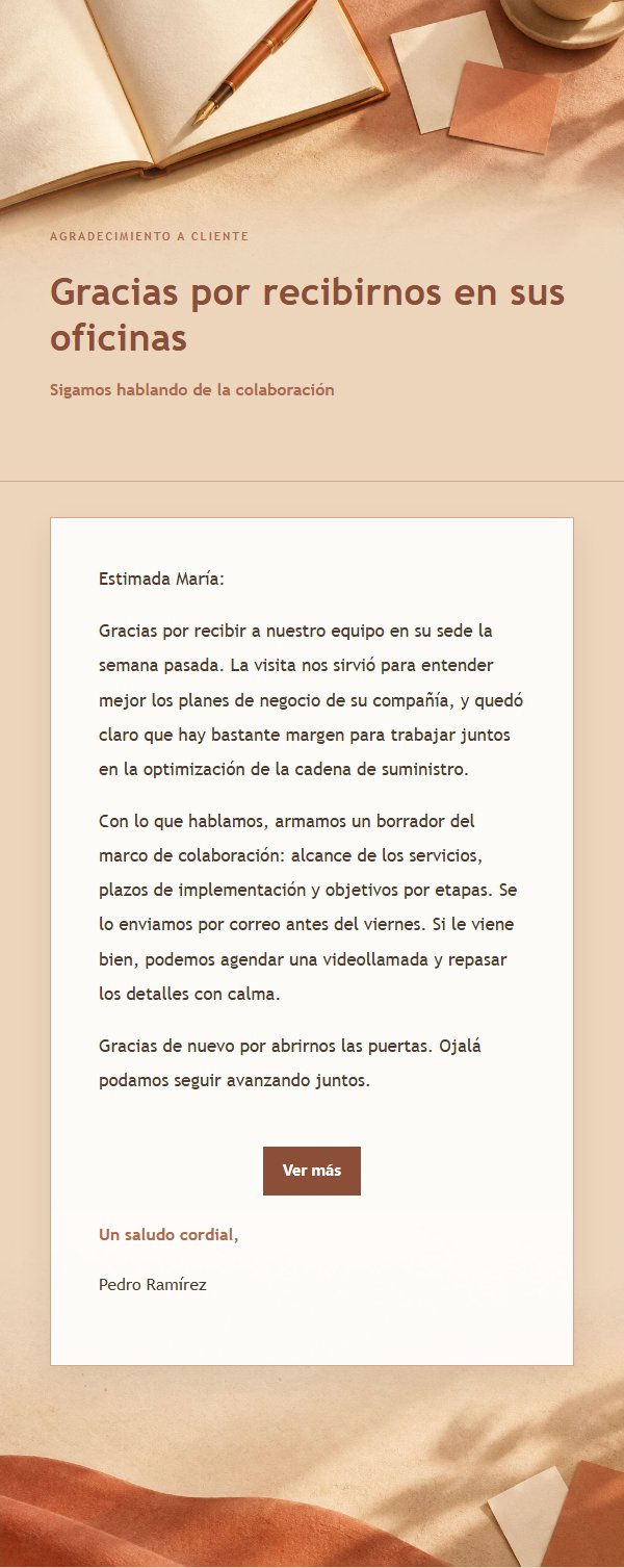 Carta de Agradecimiento Post-Reunión Estilo Terracota y Crema 2