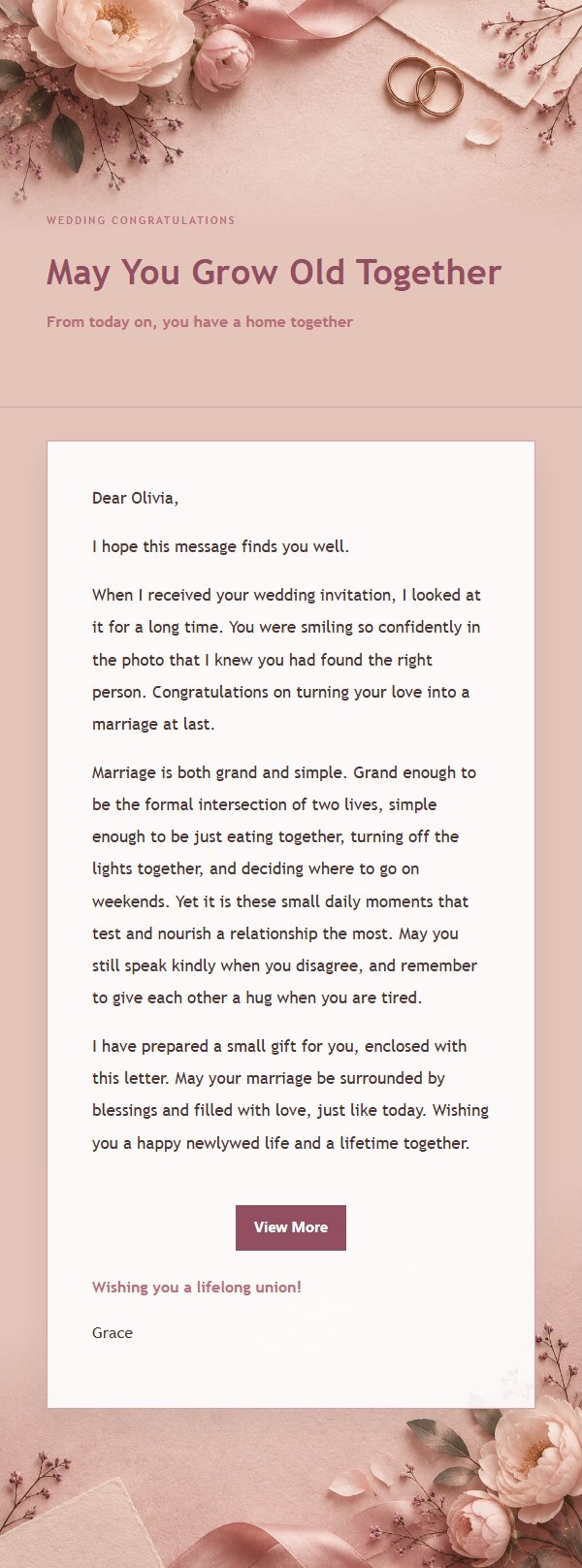 Rose Editorial Wedding Blessing Email 2