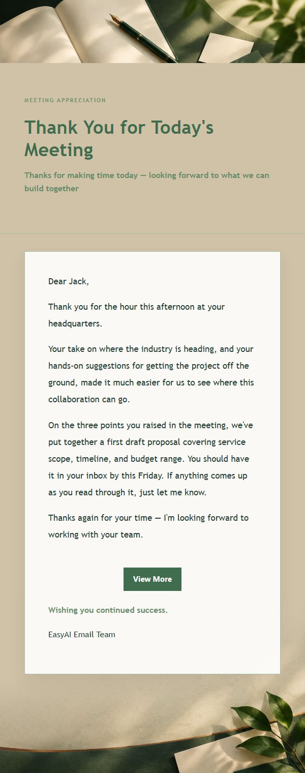 Forest Copper Post-Meeting Thank-You Email