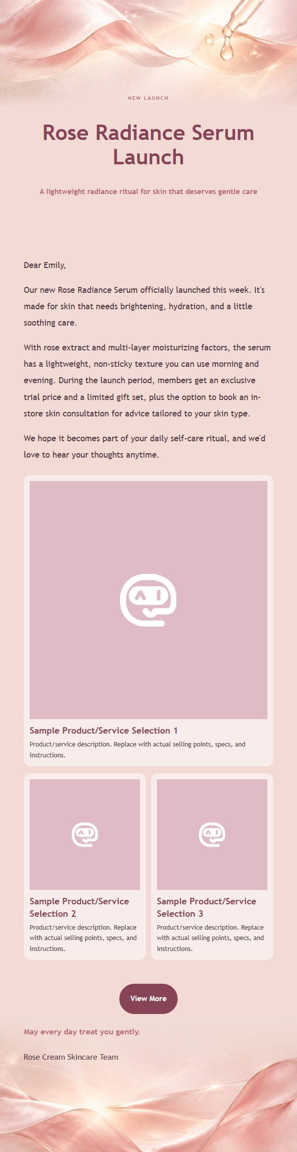 Rose Cream Skincare Promo Email