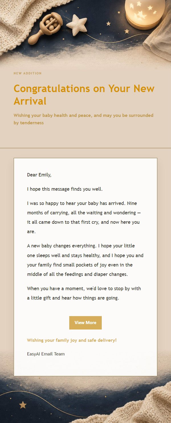 Deep Blue Newborn Blessing Email