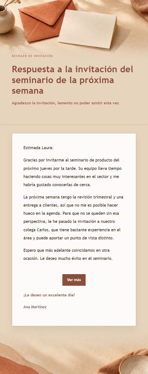 Correo de Rechazo Cortés Estilo Terracota