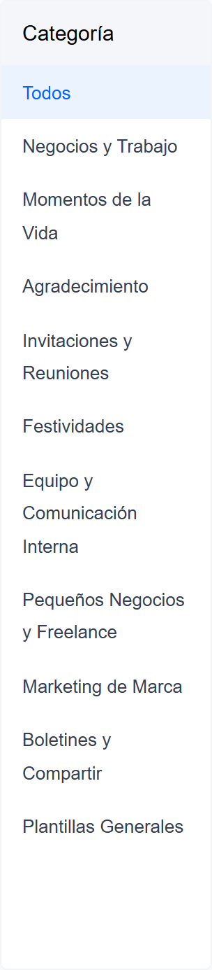 Lista de categorías