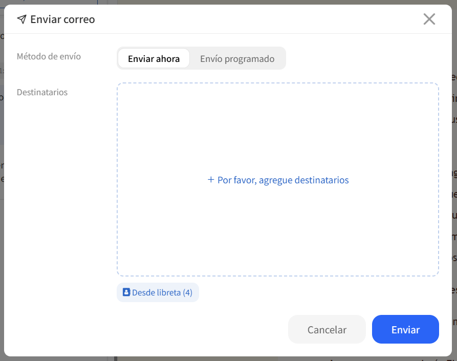 Ventana Enviar correo