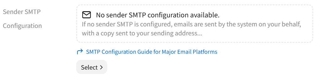 Sender SMTP configuration