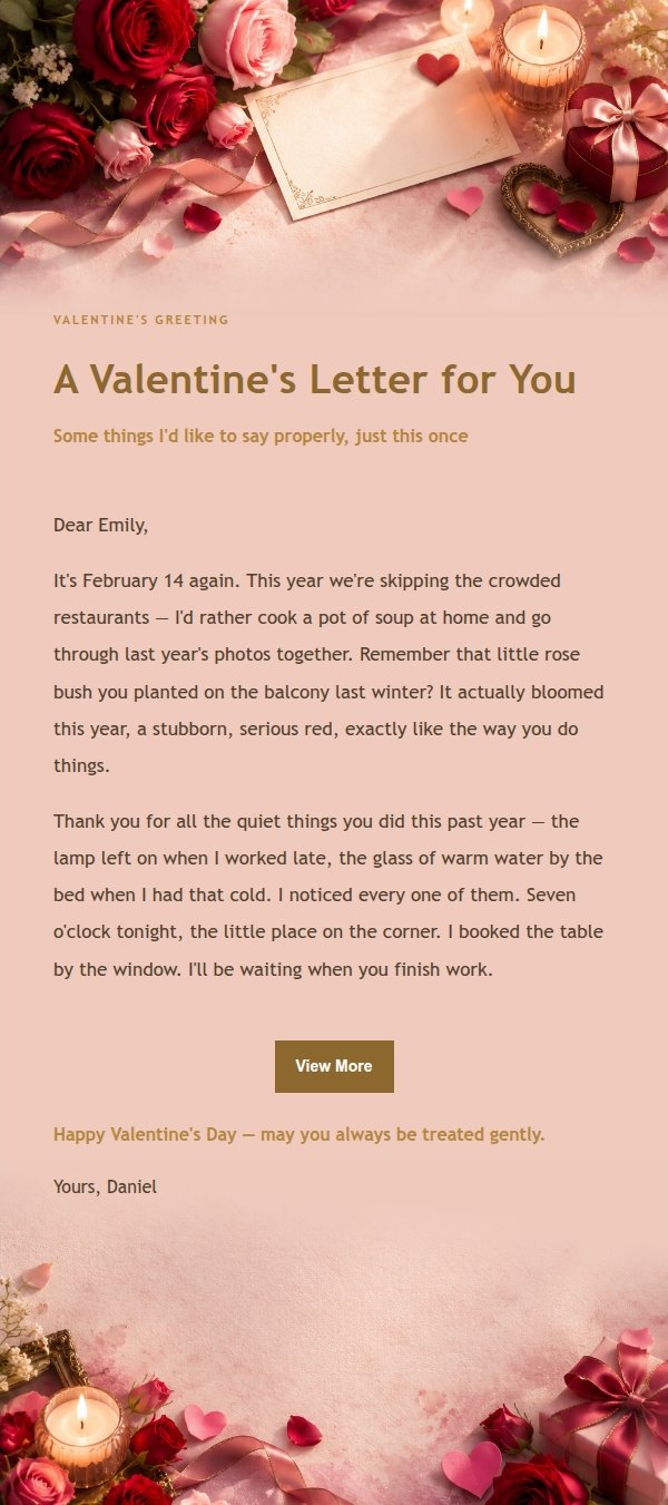 Gilded Romance Valentine's Letter