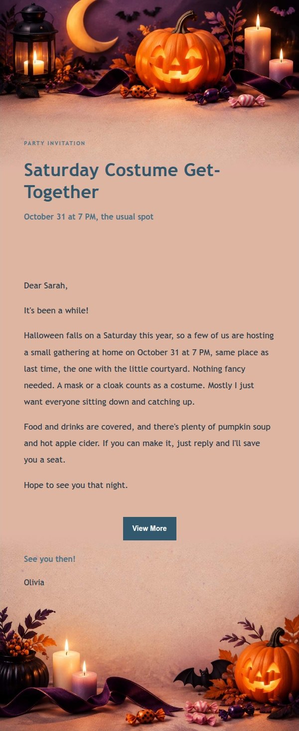 Ink-Toned Elegant Halloween Greeting Email 2