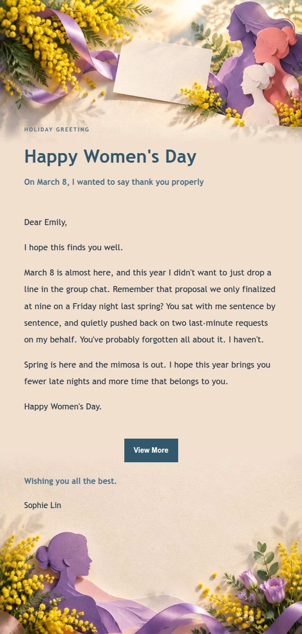 Ink & Violet Women's Day Letter