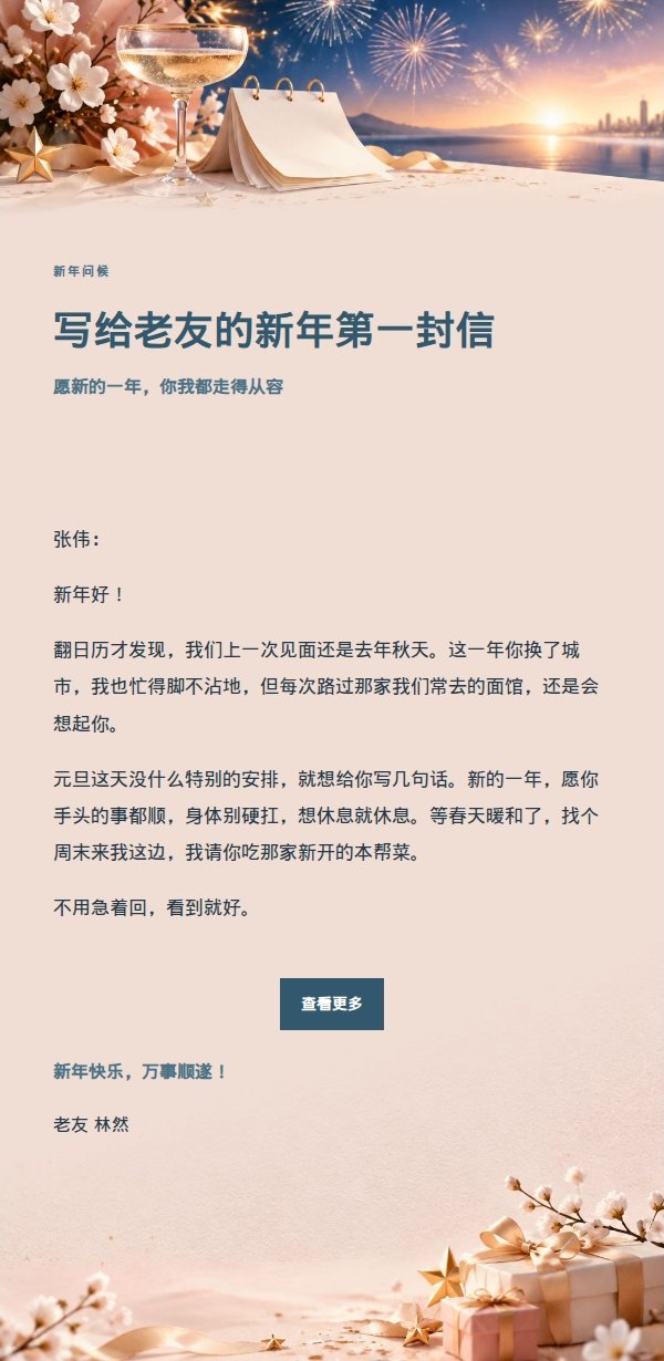 墨色雅致新年祝福邮件