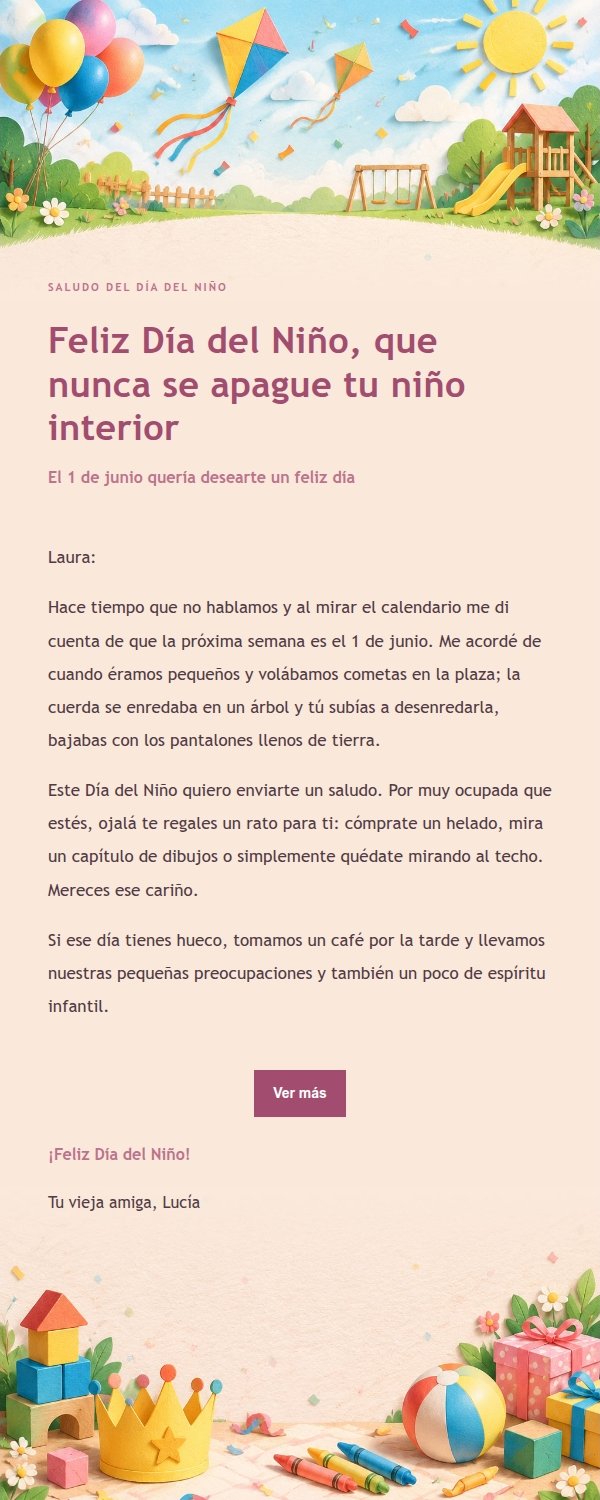 Carta de Feliz Día del Niño en Tonos Suaves