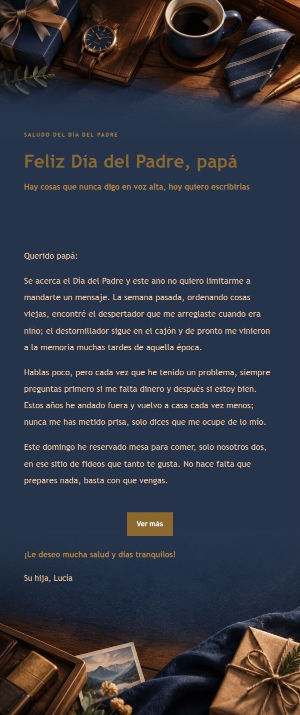 Carta de Feliz Día del Padre con Brillo Dorado