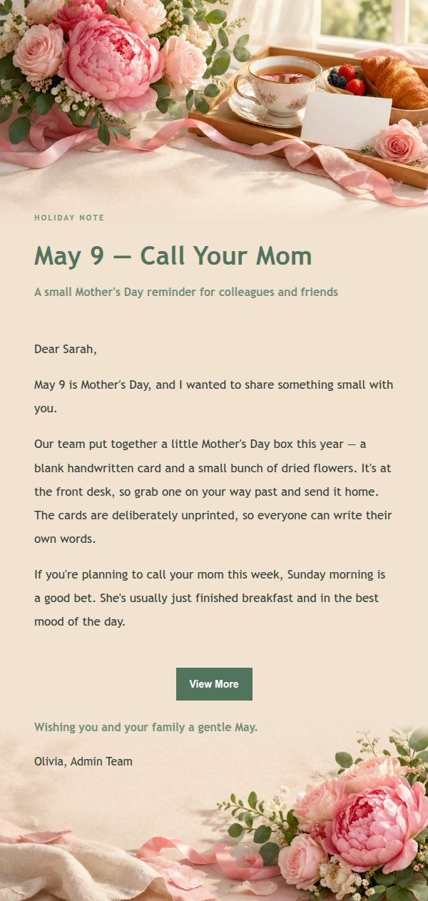 Garden Green Mother's Day Letter 2