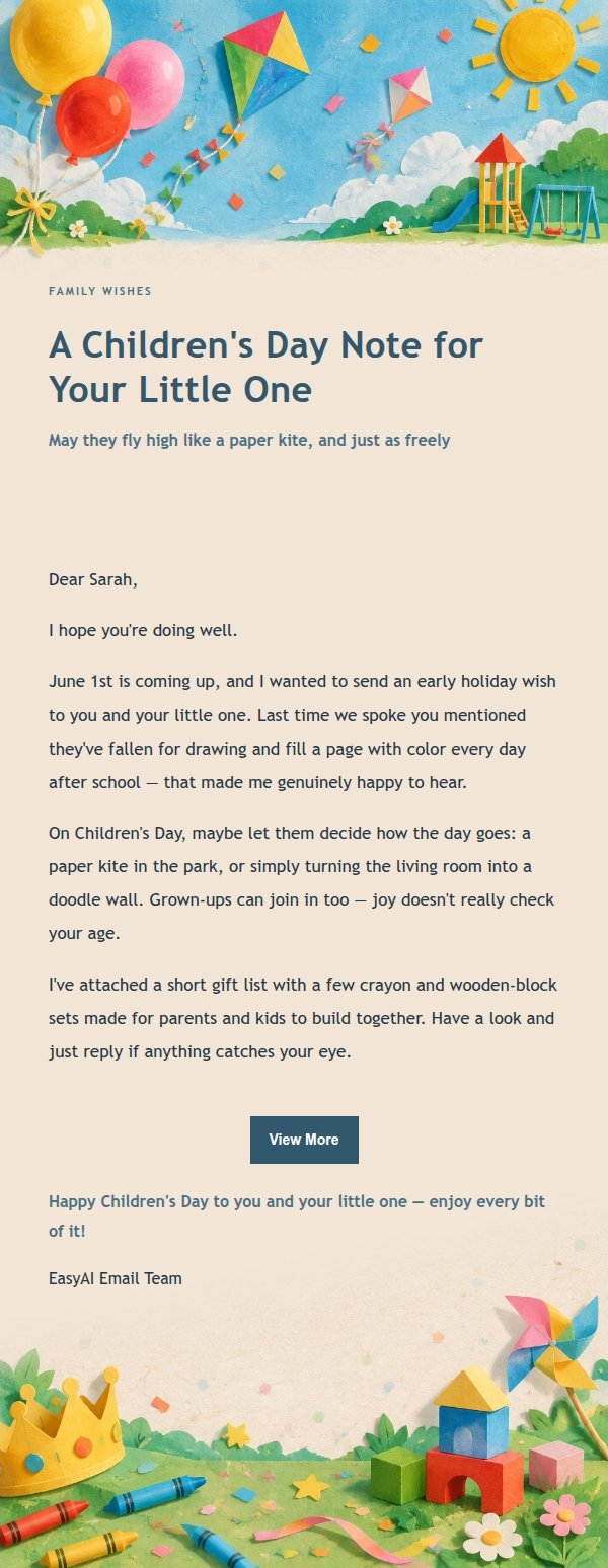 Ink-Toned Children's Day Greeting Email 2