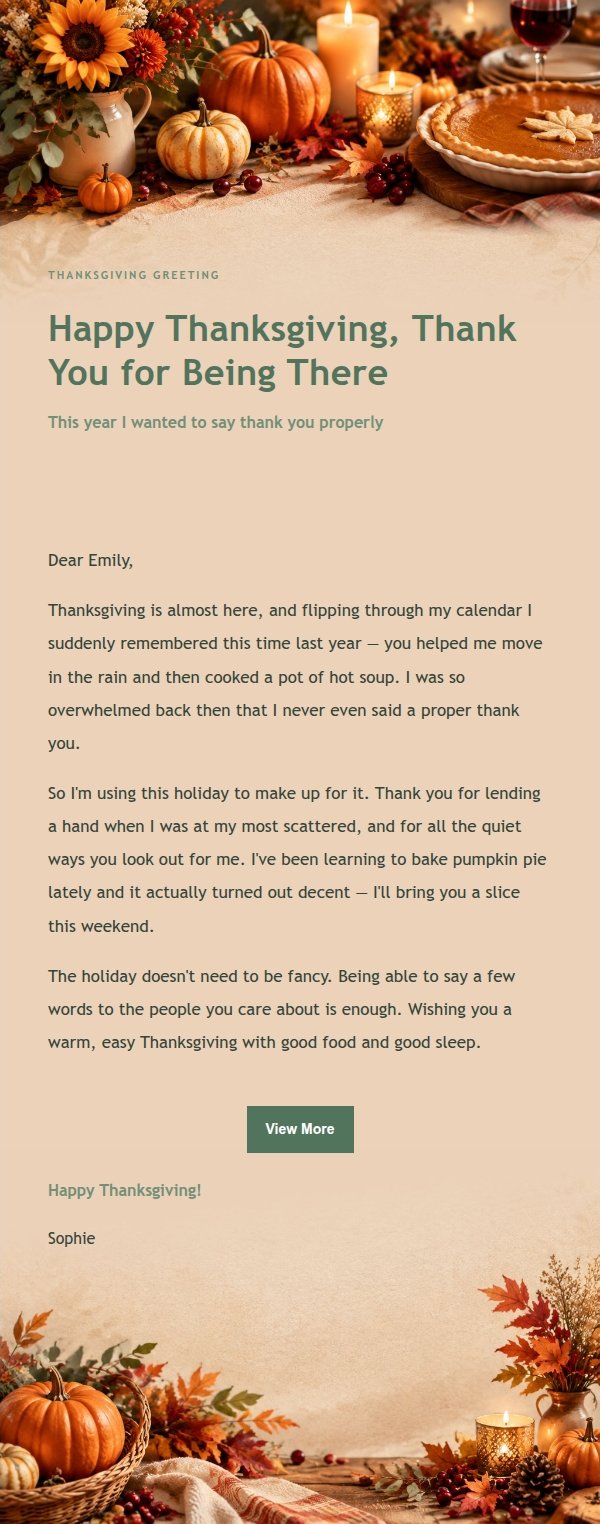 Garden Green Thanksgiving Letter