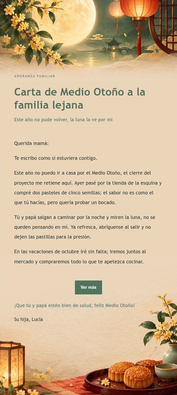 Carta de Bendición del Festival del Medio Otoño con Jardín Verde 2