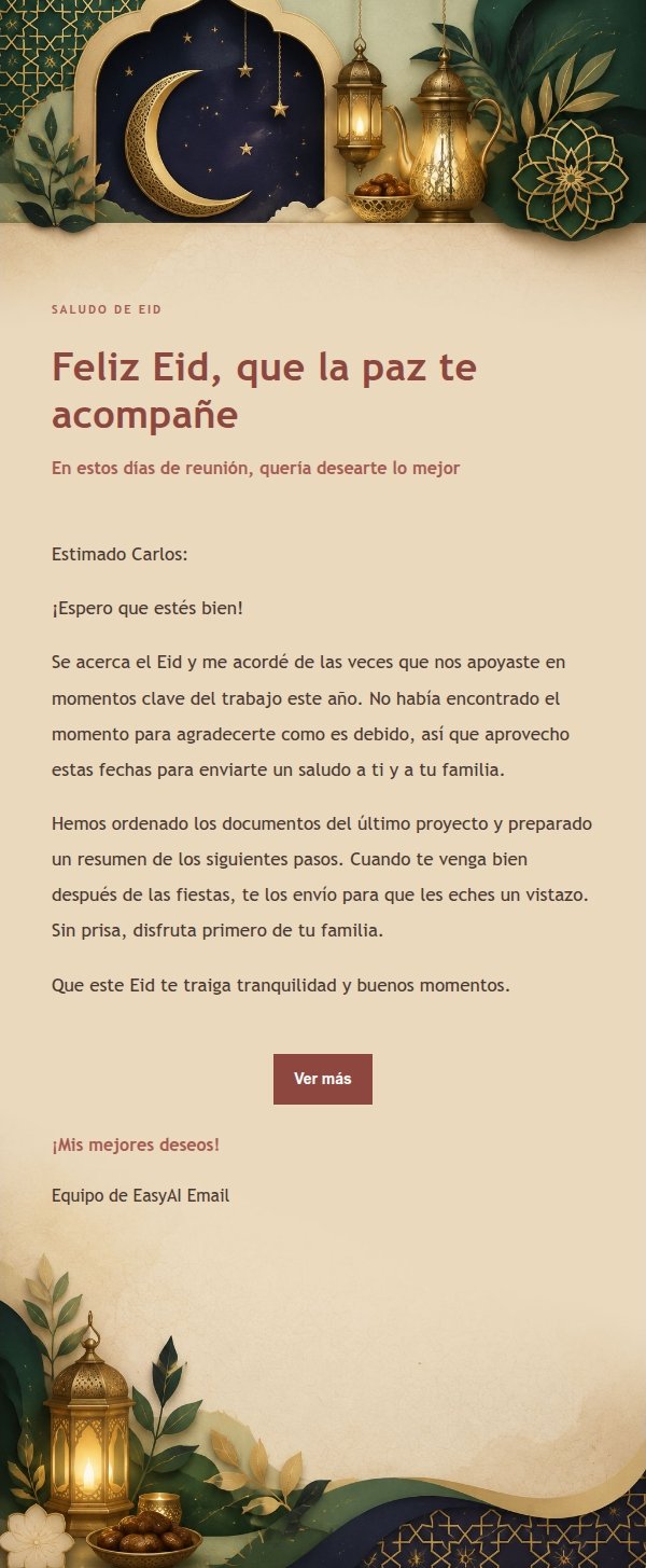 Correo de Felicitación de Eid con Estética Editorial