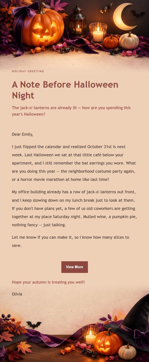 Editorial Halloween Greeting Email